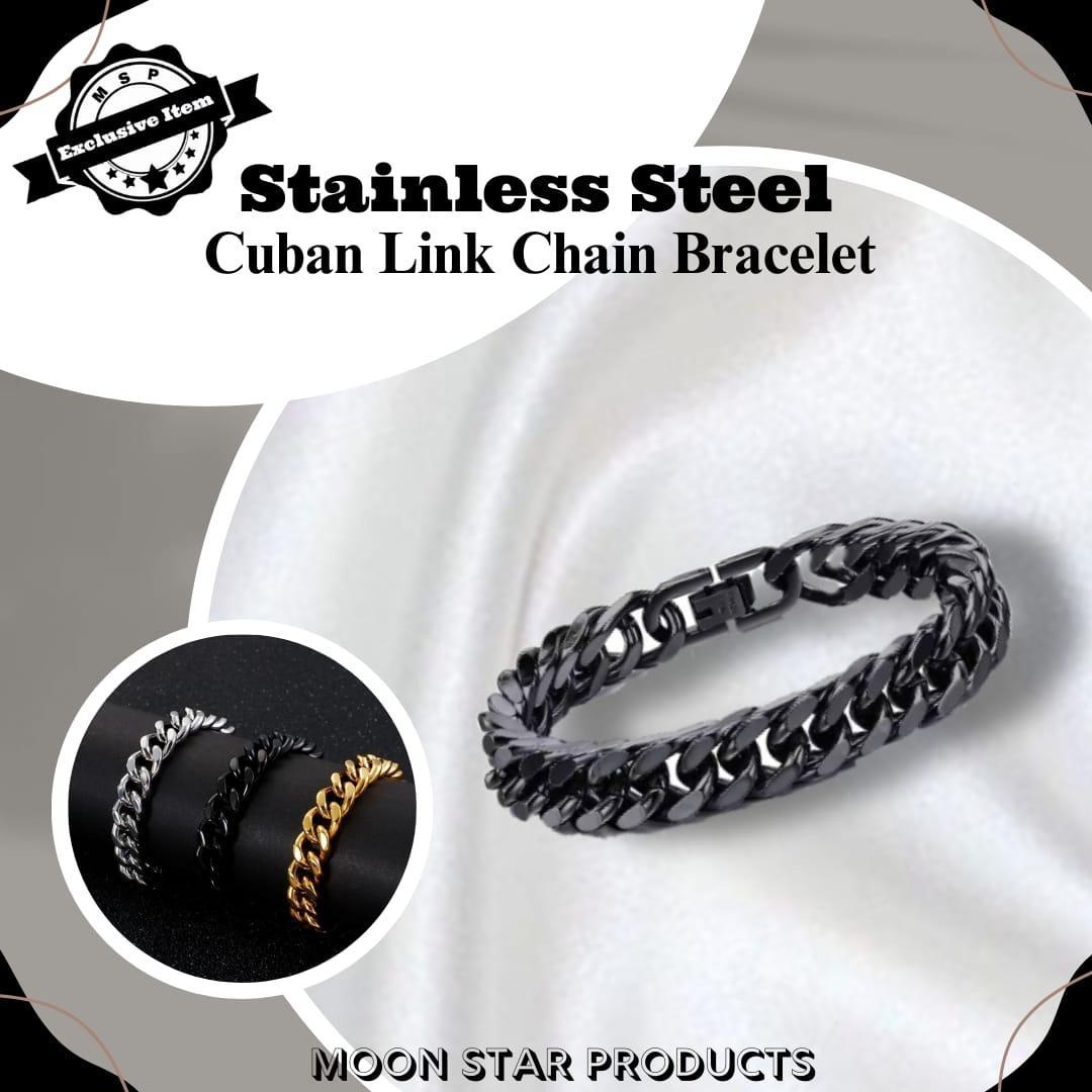 Trendy Black Link Bracelet – Durable & Sleek Unisex Jewelry