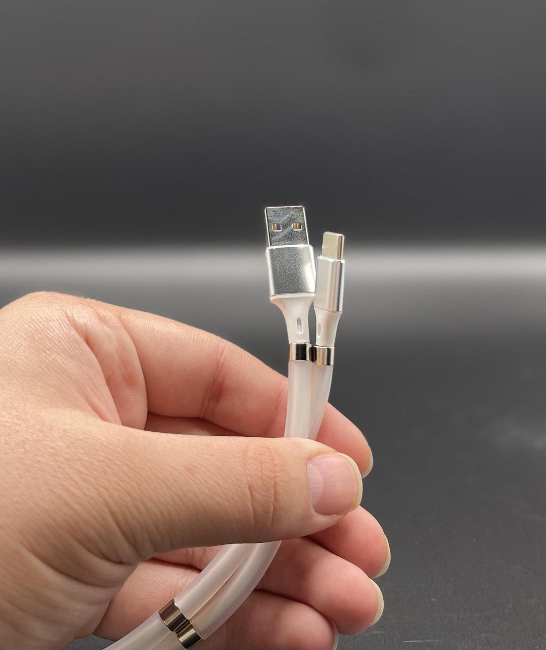 Tangle-Free, Easy-Coil, Magnetic Charging Fast Type-C Cable